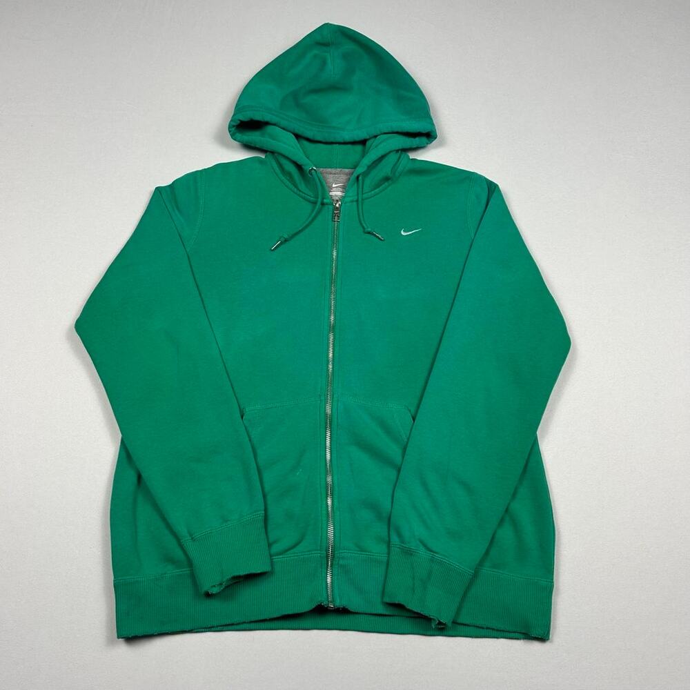 Y2K Nike Green Single Swoosh Zip Up Hoodie